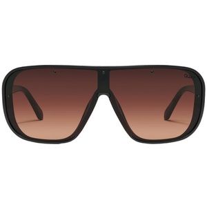 QUAY Center Stage Sunglasses Black Frame Chocolate Paprika Lens Shield NWT